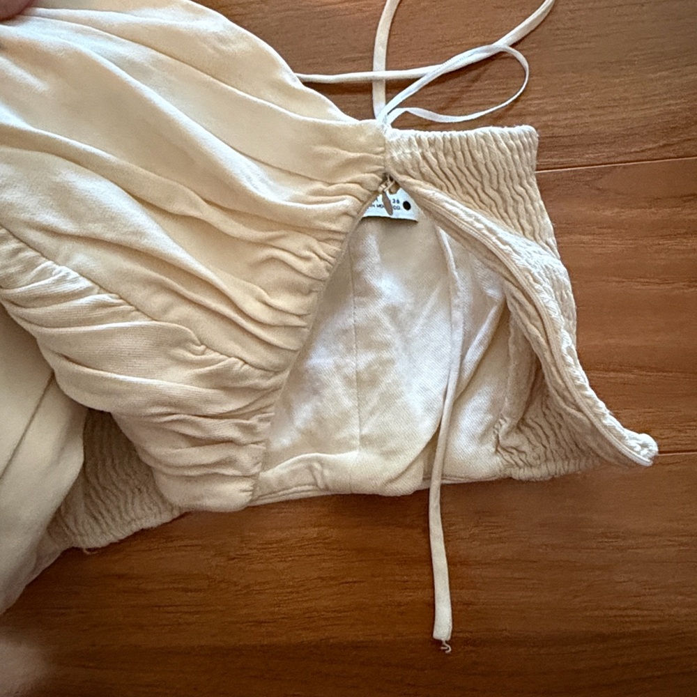 Zara Cream Ruched Bustier Halter Top, Medium - Picture 2 of 8